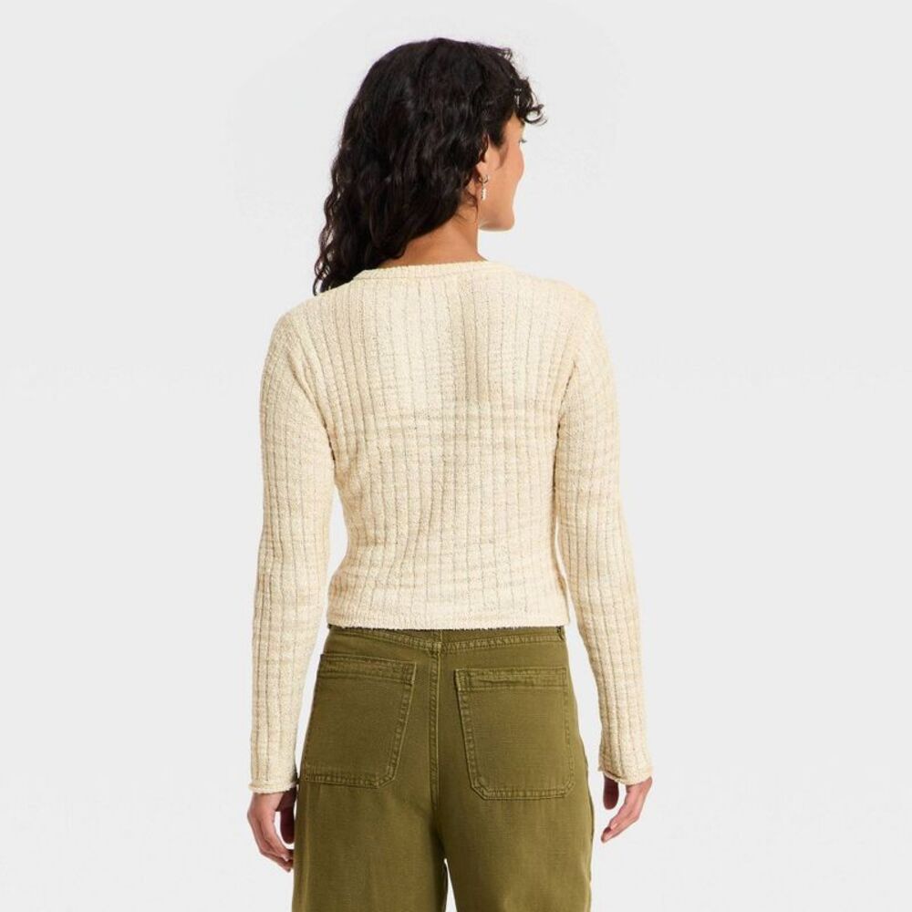 Open Box - Universal Thread - Women's Rib Cardigan - Universal Thread Beige - Picture 2 of 3